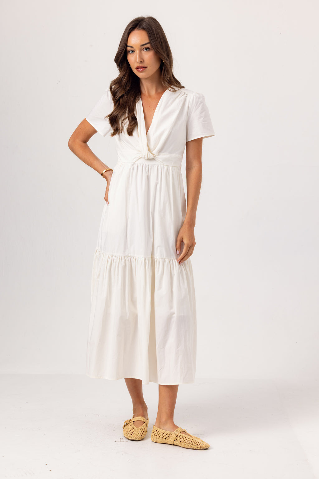 dress cotton poplin Cotton Poplin Puff-Sleeve Maxi Dress