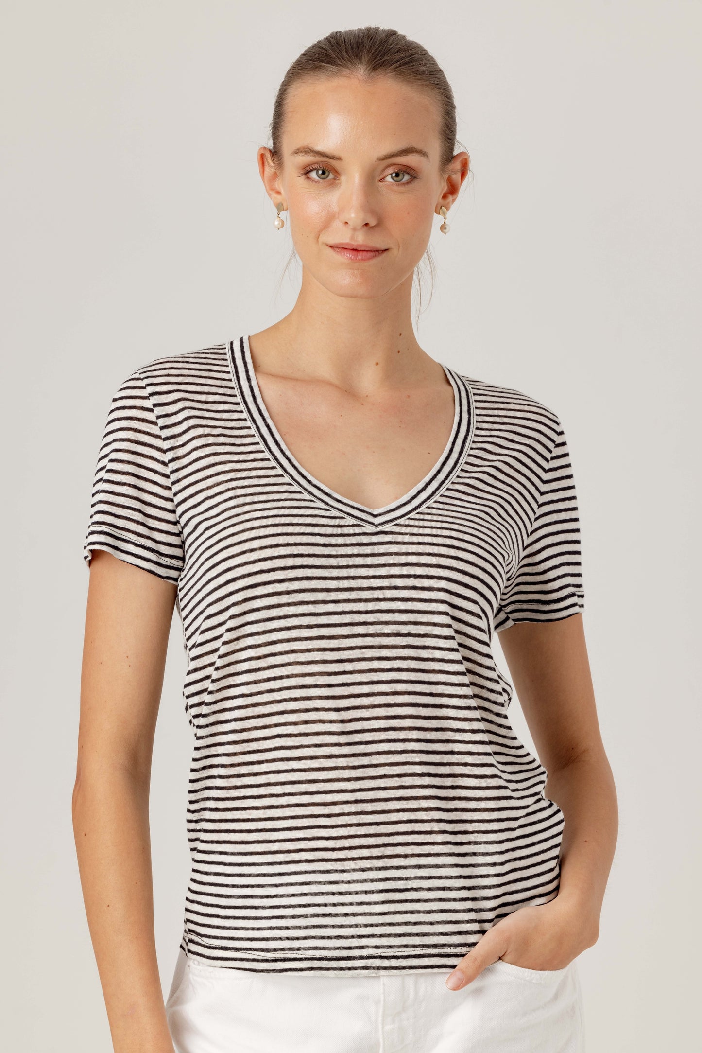 STRIPE LINEN JERRI TEE