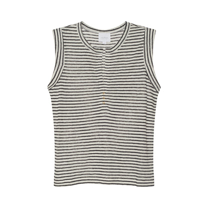 STRIPE LINEN SKY TEE