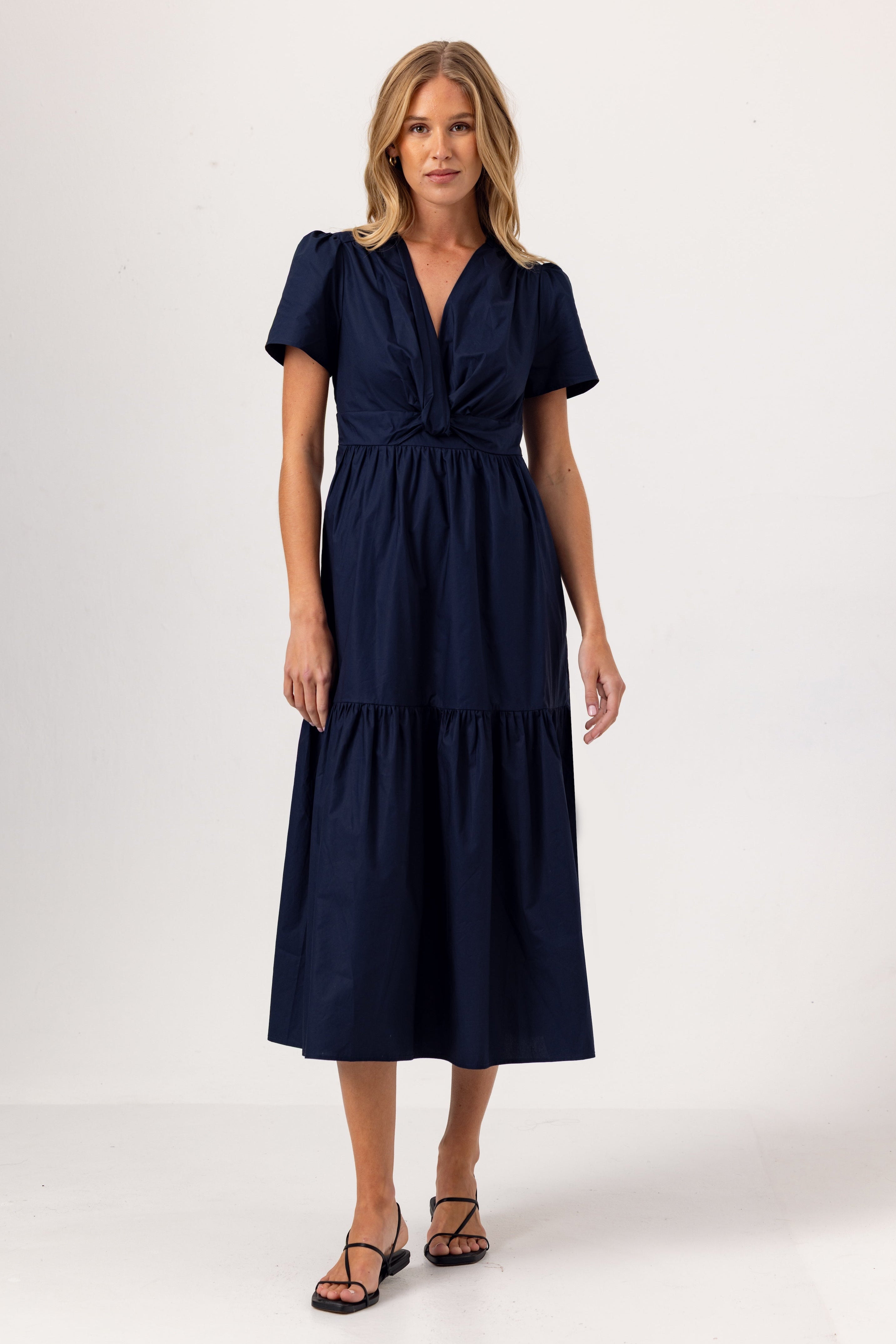 cotton poplin dress Cotton Poplin Puff-Sleeve Maxi Dress