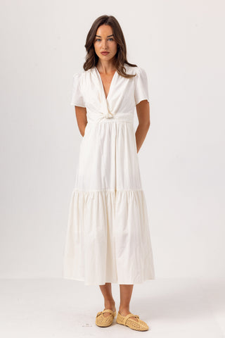white sunday dress Fleet Dress - Twist Front Cotton Poplin Maxi Dress