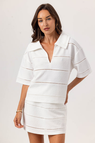 Mireye Skirt - Crinkle French Terry Pencil Skirt with Lace Insets
