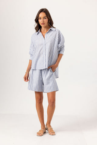 Saffron Shorts - Washed Stripe Linen Shorts Saffron Shorts - Washed Stripe Linen Shorts