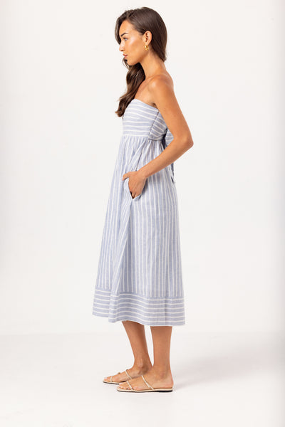 stripe midi dress Hunter Coral Vine Low iron. Isla Black Striped Midi Dress