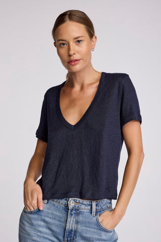 We Are Sundays Women's LINEN SISTER TEE NAVY
