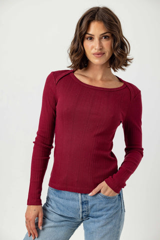 We Are Sundays Women's POINTELLE SAM TEE SYRAH