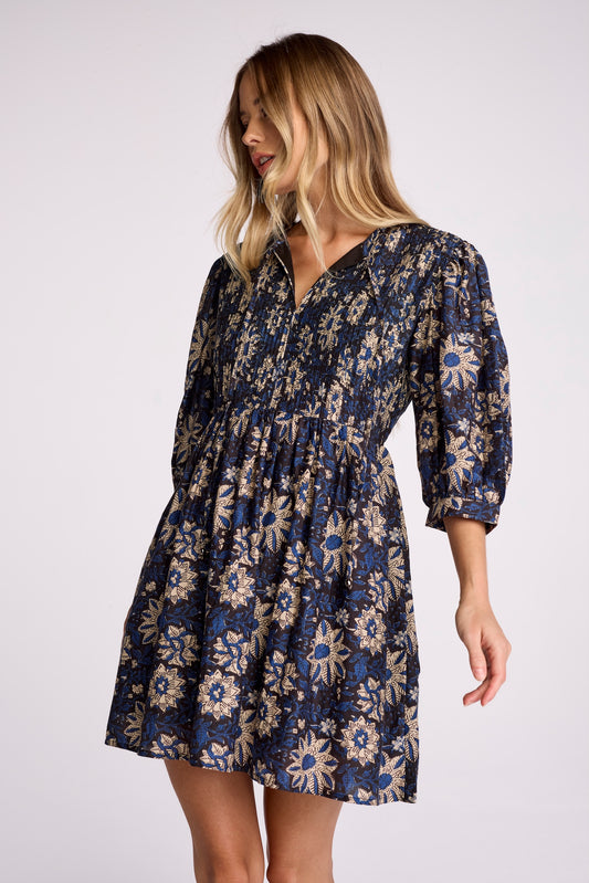 Made from printed cotton silk, this pintuck dress exudes sophistication and elegance. Perfect for any occasion, the Zera dress is a must-have for your wardrobe.