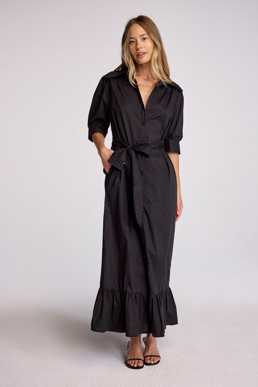 The shirt dress you've been looking for: the Frances dress is made from our silk-finished 100% cotton poplin. With a dropped neck, gathered puff sleeve, and ruffle hem, it is the perfect combination of casual and feminine. The perfect maxi length, the...