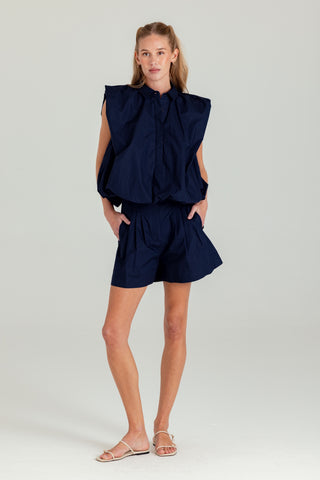 We Are Sundays Women's POPLIN CEZANNE SHORTS NAVY