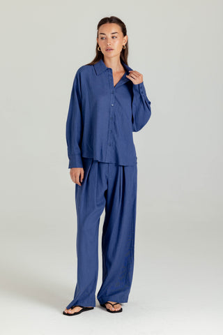 We Are Sundays Women's LINEN IRENE PANTS RAINCLOUD BLUE