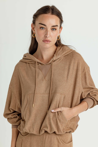 We Are Sundays Women's THERMAL AERIS HOODIE CARAMEL HEATHER