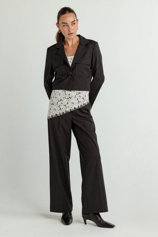 We Are Sundays Women's PINSTRIPE AZULA JACKET BLACK STRIPE