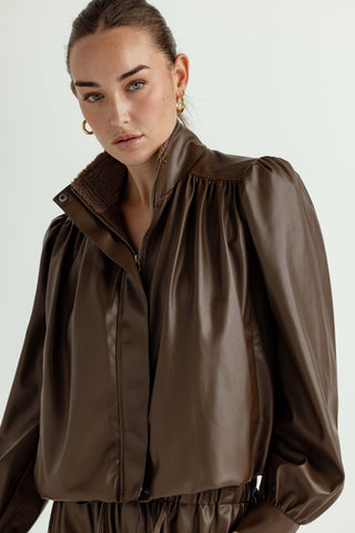 We Are Sundays Women's VEGAN LEATHER ELODIE JACKET ESPRESSO