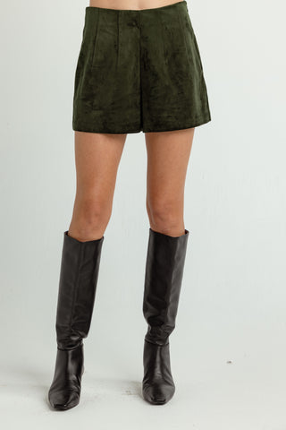 We Are Sundays Women's SUEDE JASPER SHORTS MOORLAND GREEN