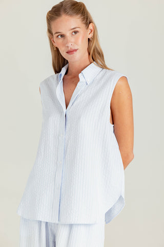 We Are Sundays Women's AMBROSE SHIRT AZURE LINE YARN