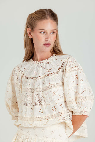 We Are Sundays Women's DUREYA TOP MOONBEAM EYELET
