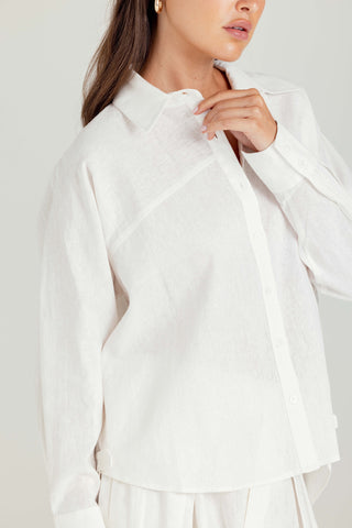 We Are Sundays Women's SOLID LINEN ADORA SHIRT WHISPER WHITE