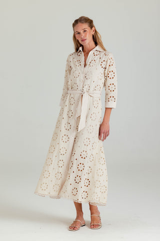 We Are Sundays Women's LINEN LAUREL DRESS MOONBEAM