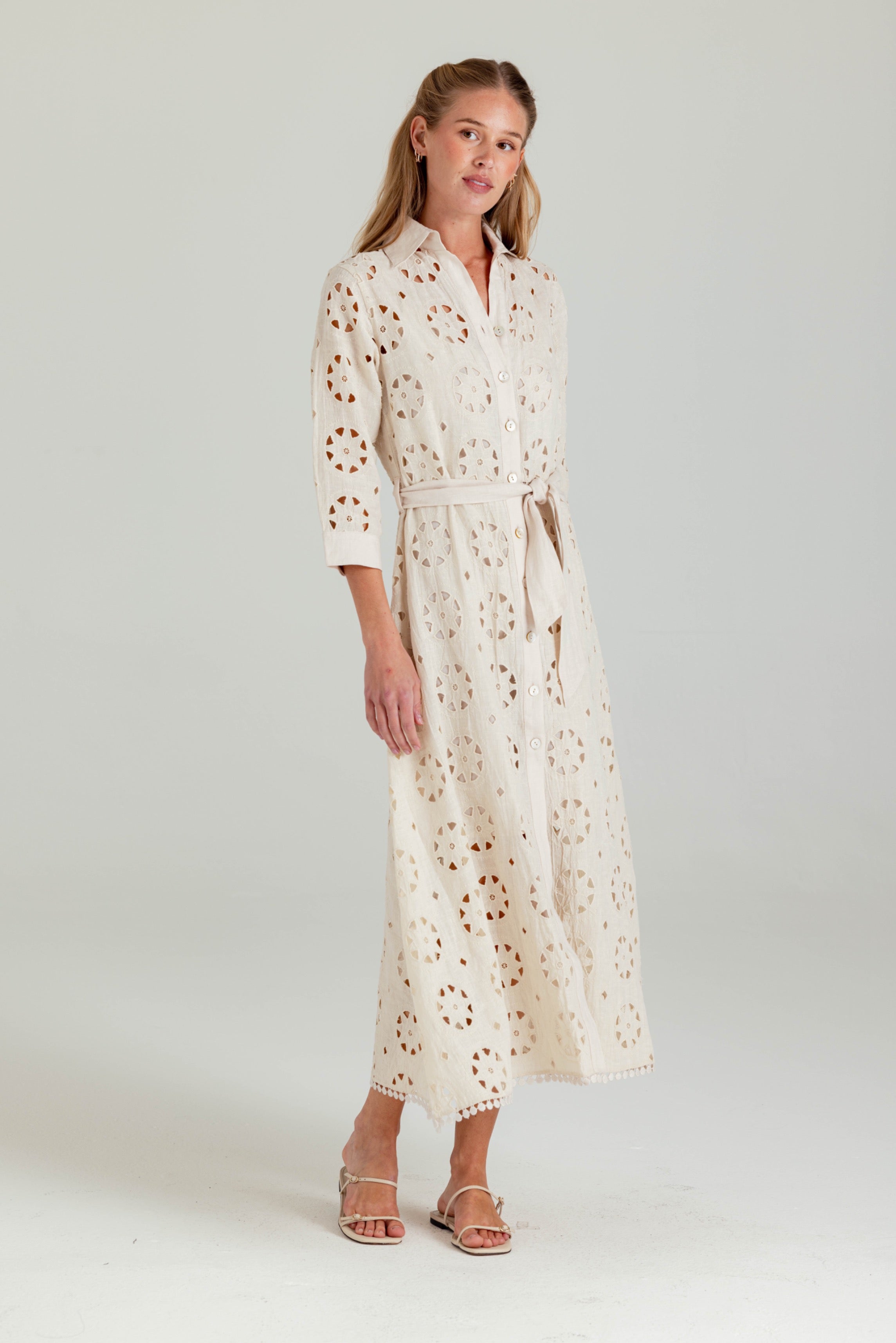 LINEN Laurel Dress MOONBEAM / S