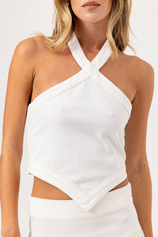 We Are Sundays Women's DENIM AVICE TOP WHITE