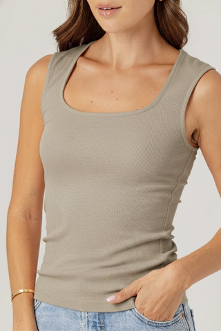 We Are Sundays Women's RIB TAYLOR TANK WILLOW GRAY