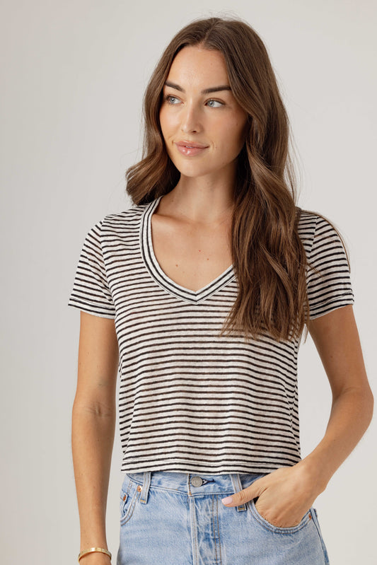 STRIPE LINEN SISTER TEE