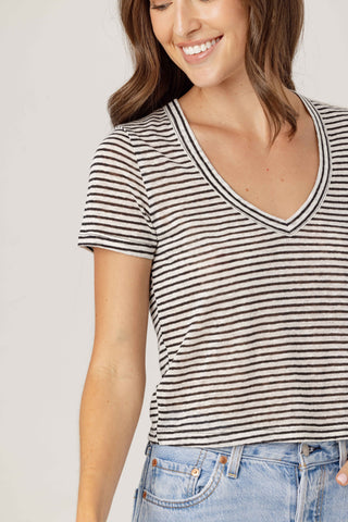 We Are Sundays Women's STRIPE LINEN SISTER TEE