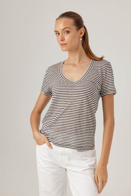 STRIPE LINEN JERRI TEE