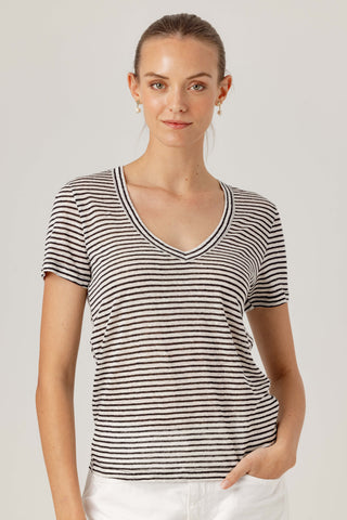We Are Sundays Women's STRIPE LINEN JERRI TEE