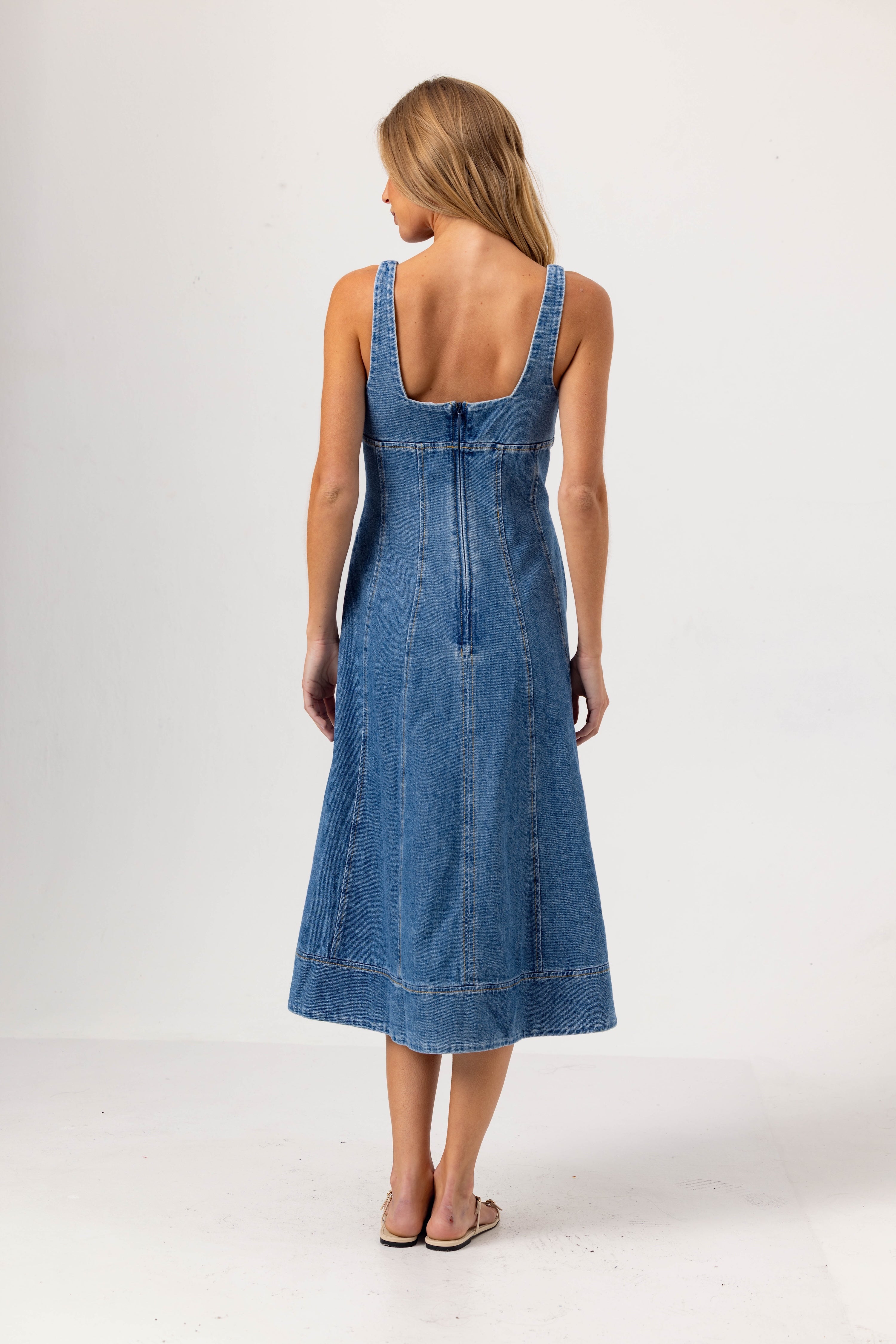free people willie denim midi dress Willie Denim Midi Dress